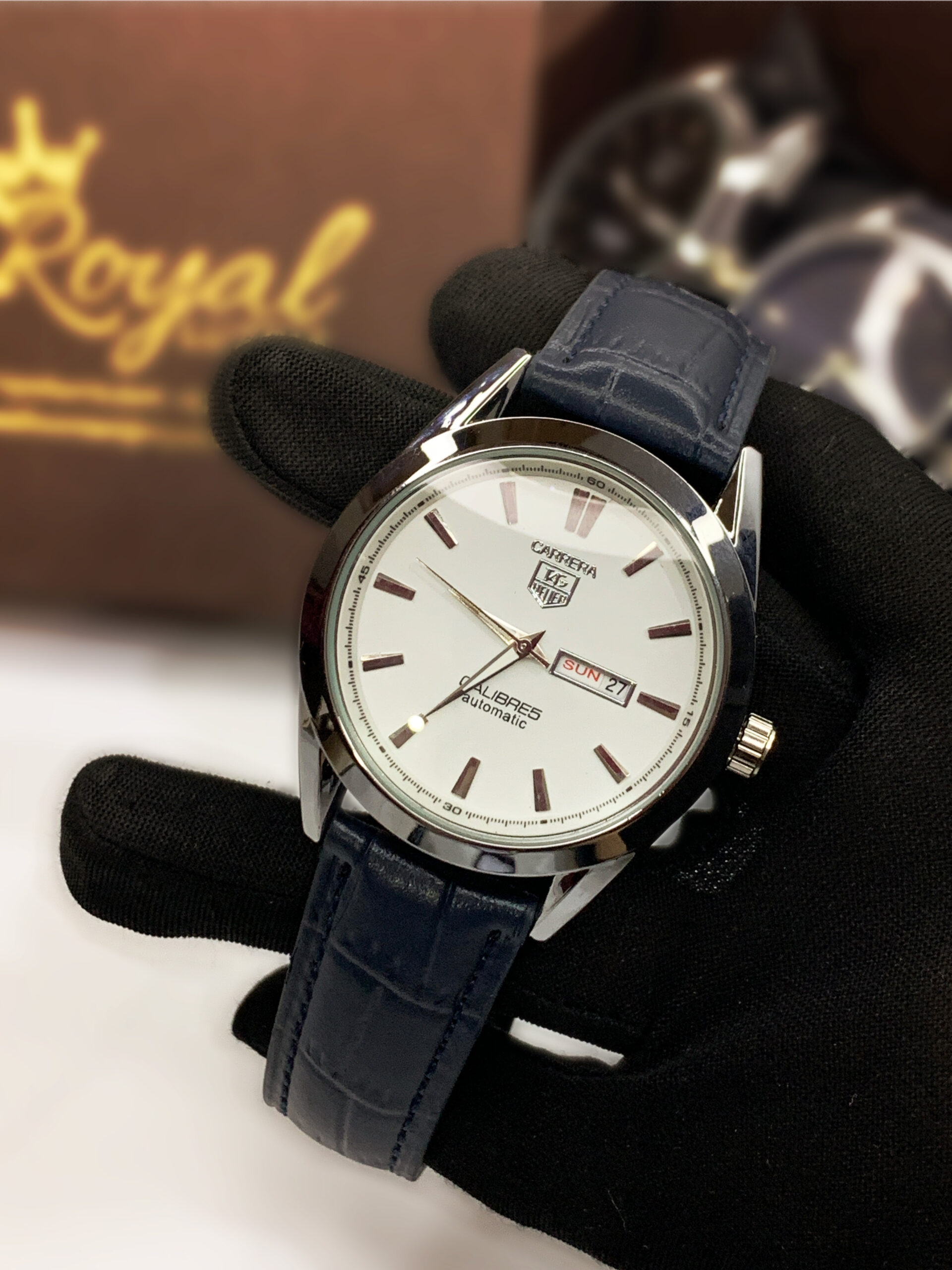 luxury carera calibr watch – blue strap white dial luxury carera calibr watch – blue strap white dial