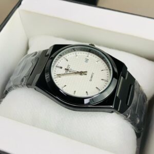 black chain prx watch – clean white dial design