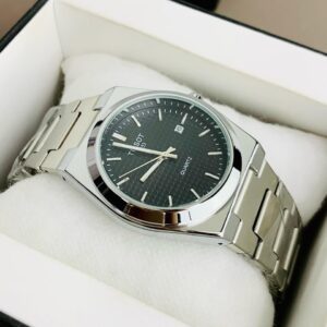 silver chain prx watch – classic black dial design