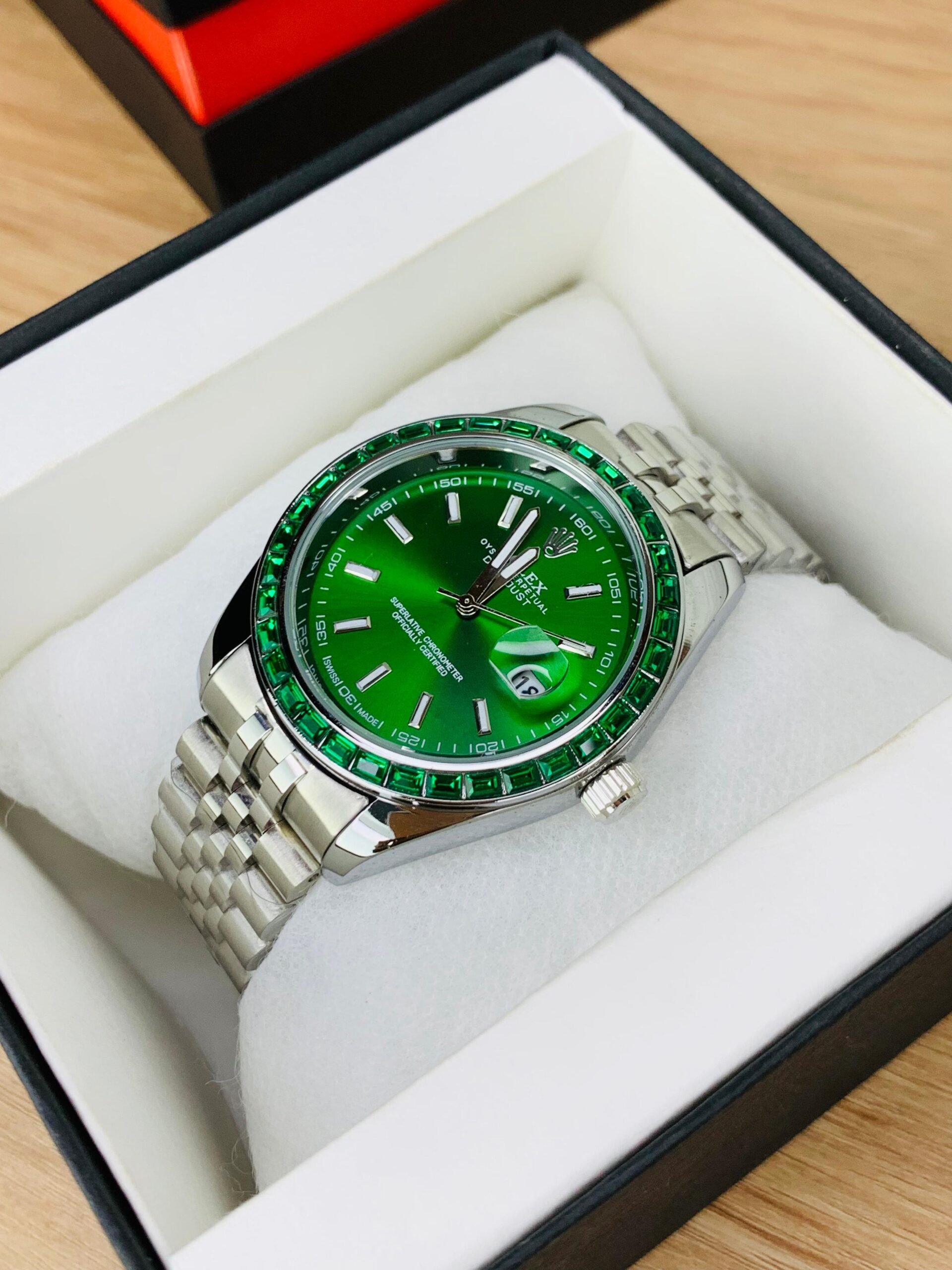 rlx limited watch – green dial with silver chain rlx limited watch – green dial with silver chain