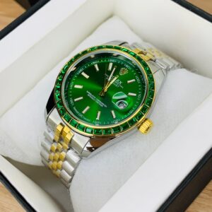 Home two tone rlx limited watch – green dial with silver & gold chain