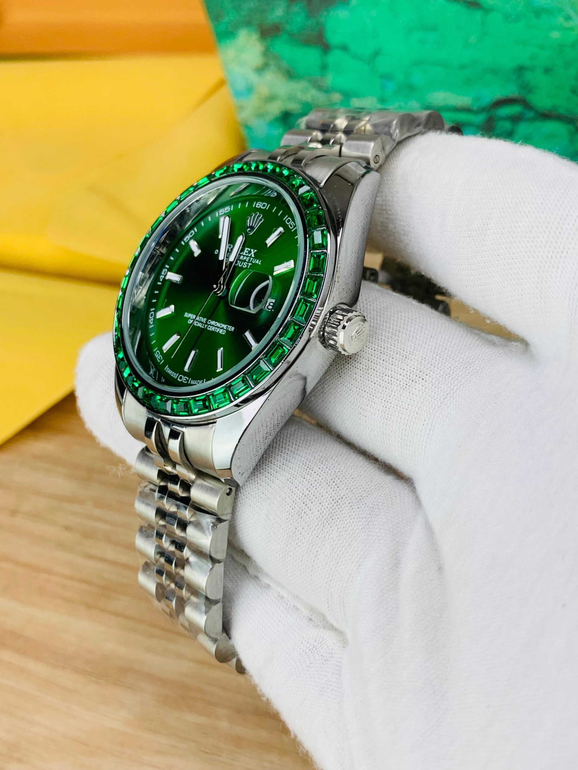 rlx limited watch – green dial with silver chain rlx limited watch – green dial with silver chain