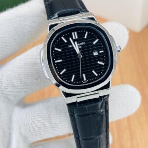 ptk elegant black dial leather strap timepiece
