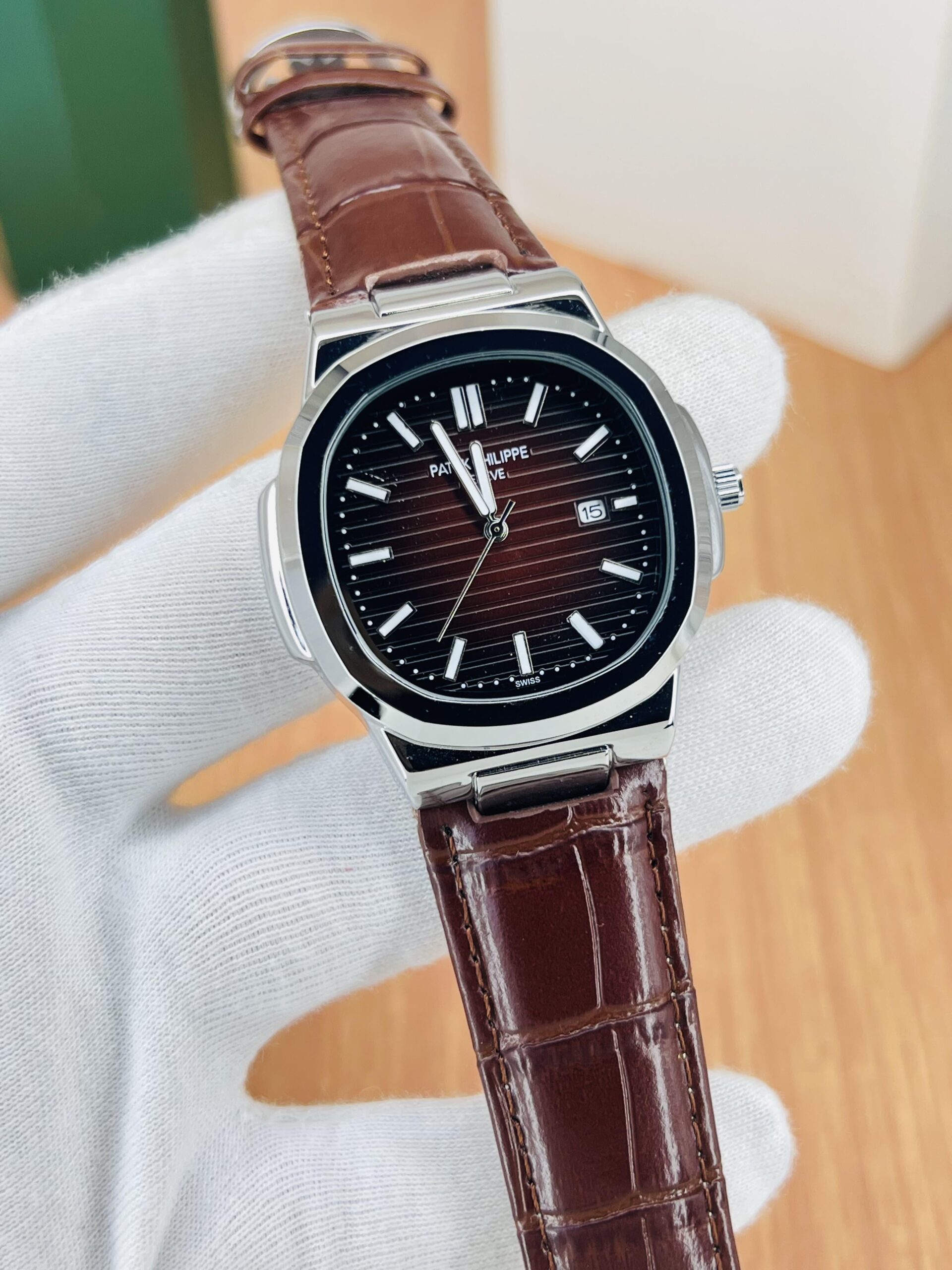 Home Ptk Classic Brown Dial Leather-Strap Watch