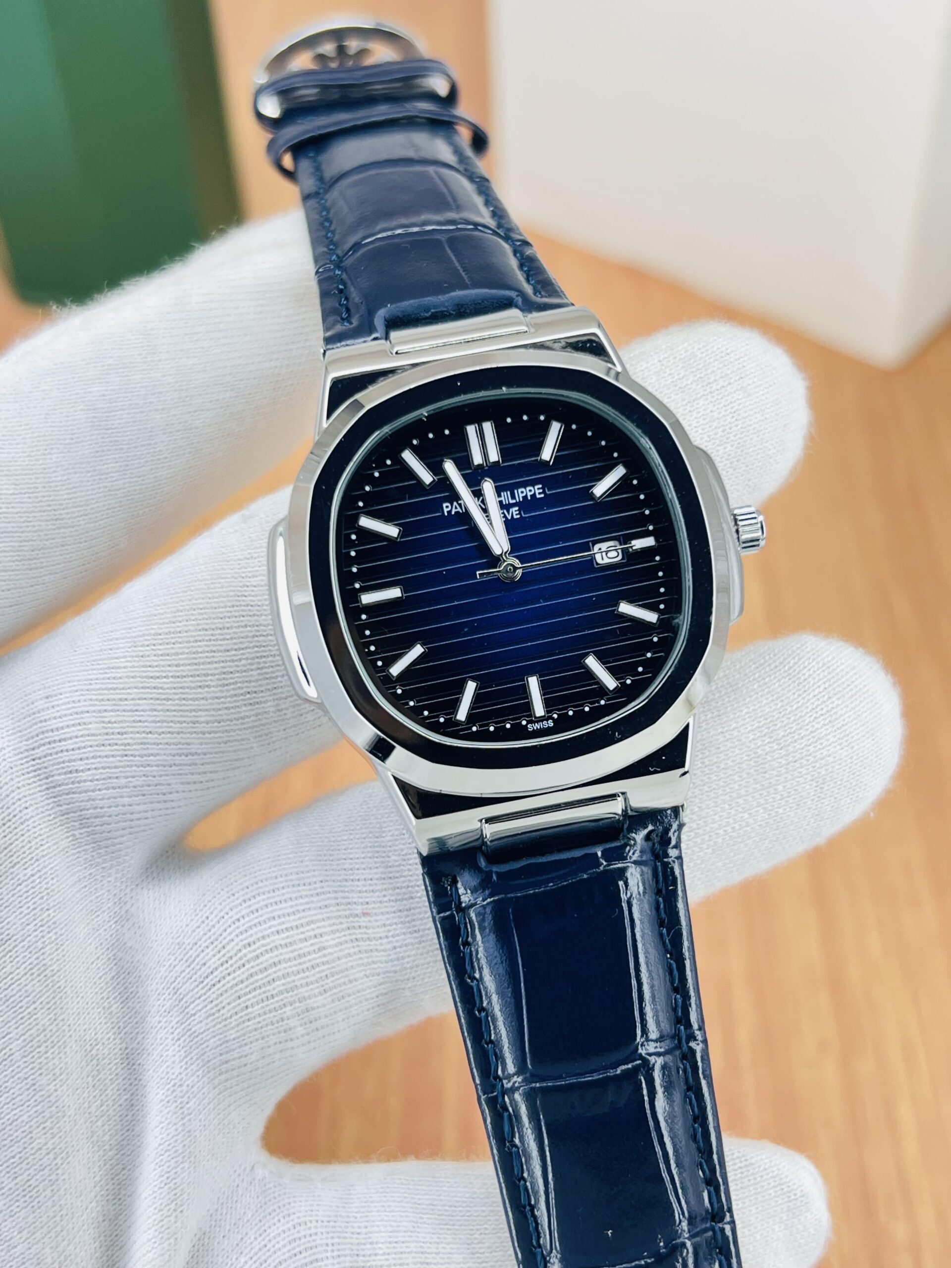 Home Ptk Sophisticated Blue Dial Leather-Strap Watch
