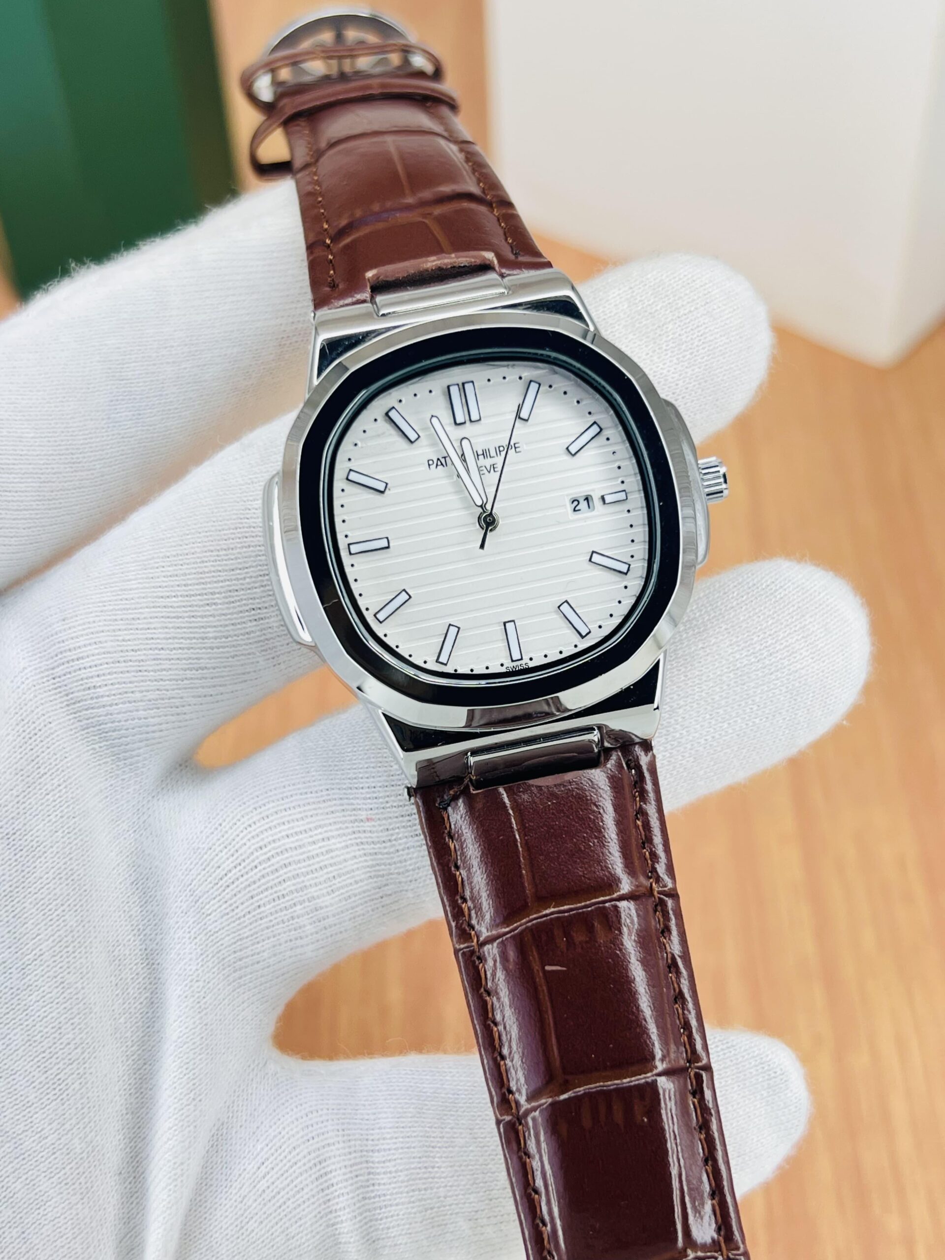 Home Ptk Refined White Dial Leather-Strap Watch