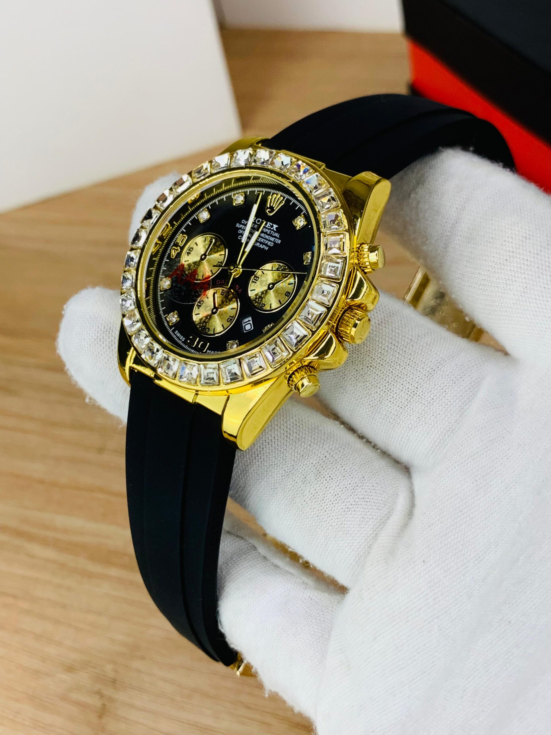 daytona stone rubber watch gold black f1 daytona stone rubber watch gold black f1